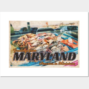 Greetings from Maryland - Vintage Travel Postcard Design Posters and Art